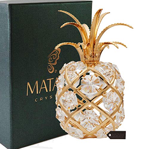 24K Gold Pineapple Crystal Studded Tabletop Ornament