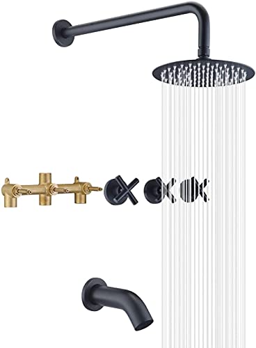 Matte Black 3 Handle Tub Shower Faucet