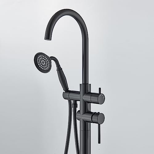 Matte Black Freestanding Bathtub Faucet with Handheld Shower Mixer Taps
