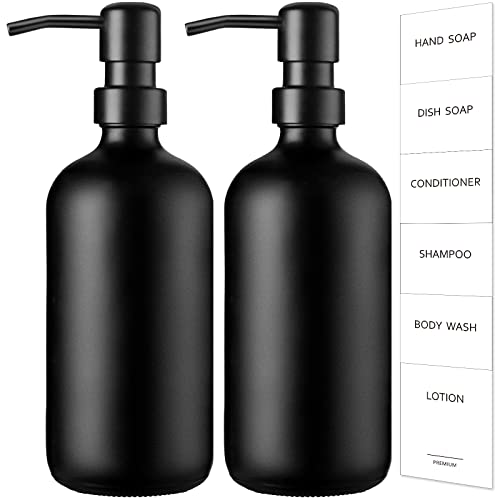 Matte Black Glass Soap Dispenser Set