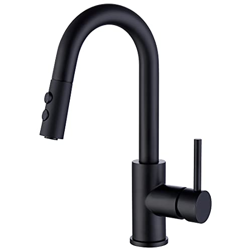 Matte Black Single Hole Bar Faucet with Pull Out Sprayer