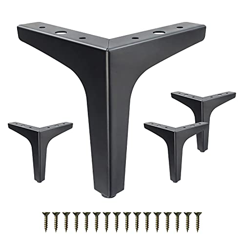 Matte Black Sofa Legs 6 inch - Modern Style Replacement feet for Couch Dresser Chair Bed Table Cabinet Ottoman Cupboard