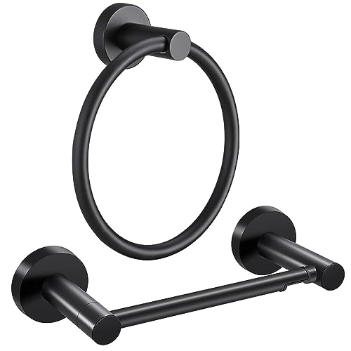 Matte Black Toilet Paper Holder and Towel Ring Wall Mount