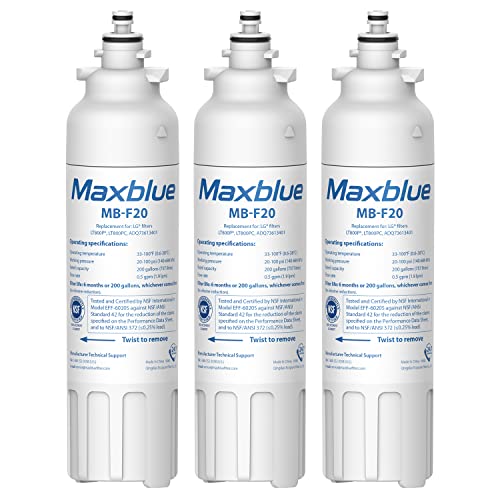 Maxblue Refrigerator Water Filter 3-Pack for LG and Kenmore Models