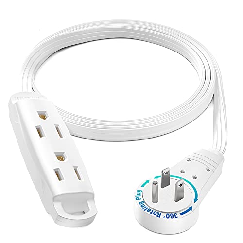 Maximm Rotating Flat Extension Cord, 3ft, 3 Outlet, White
