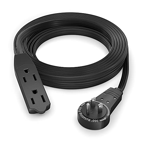 Maximm 12 Ft Rotating Flat Plug Extension Cord - Black