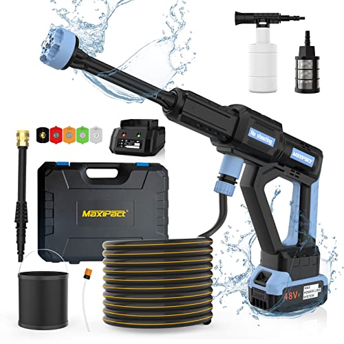 Maxipact Portable Cordless Pressure Washer: 1000 PSI, 3-Speed, 6-in-1 Nozzle