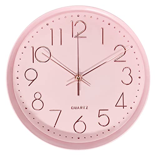 Maxspace 12in Pink Silent Non-Ticking Analog Wall Clock