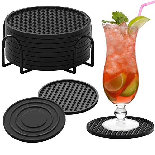 Mckanti 8 Pcs Silicone Drink Coasters with Holder