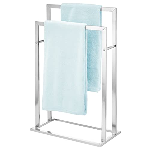 mDesign 2-Tier Free-Standing Towel Rack Holder