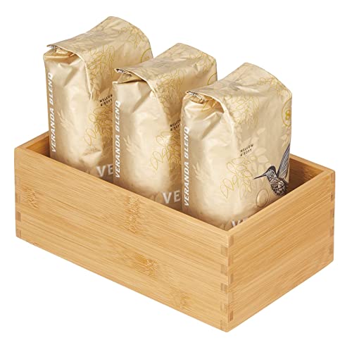 mDesign Bamboo Kitchen Organizer Bin - 2 Pack