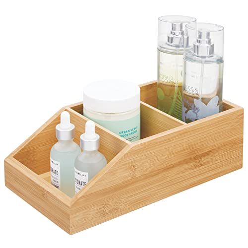 Bamboo Wood Bathroom Storage Organizer - 3 Divided Sections