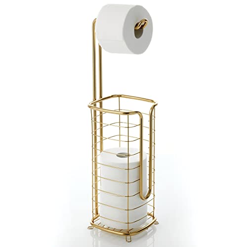 mDesign Free Standing Toilet Paper Holder Stand and Dispenser