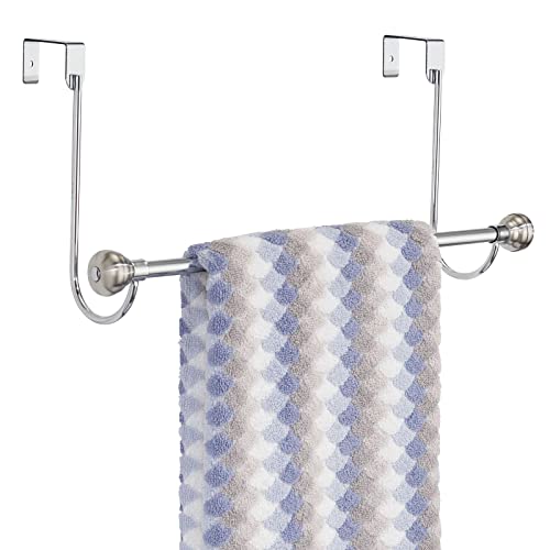 mDesign Metal Bathroom Over Shower Door Towel Rack