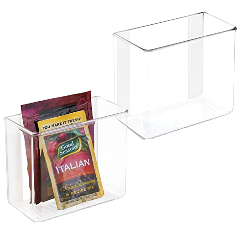 mDesign Plastic Adhesive Mount Storage Organizer for Kitchen or Pantry Wall - 2 Pack