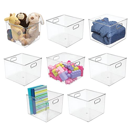 mDesign Plastic Deep Storage Organizer Basket Bin, 8 Pack