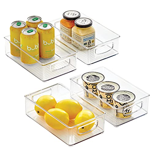 mDesign Plastic Kitchen Pantry Cabinet, Refrigerator or Freezer Food Storage Bins with Handles