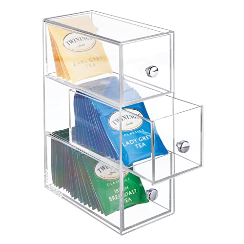 mDesign Plastic Kitchen Storage Organizer with 3 Drawers