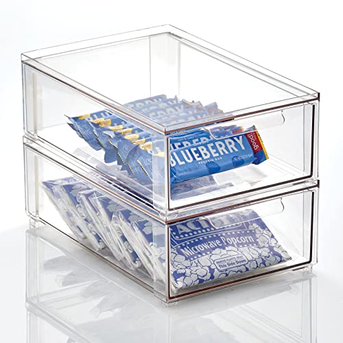 mDesign Stackable Kitchen Storage Organizer - Lumiere Collection (2 Pack)
