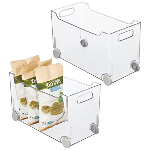 mDesign Rolling Storage Bin for Kitchen Organization - 2 Pack