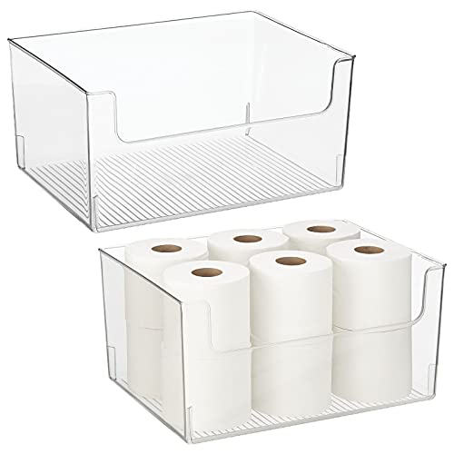 mDesign Plastic Storage Organizer for Bathroom - 2 Pack - Clear
