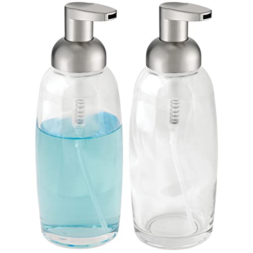mDesign Refillable Glass Foaming Hand Soap Dispenser