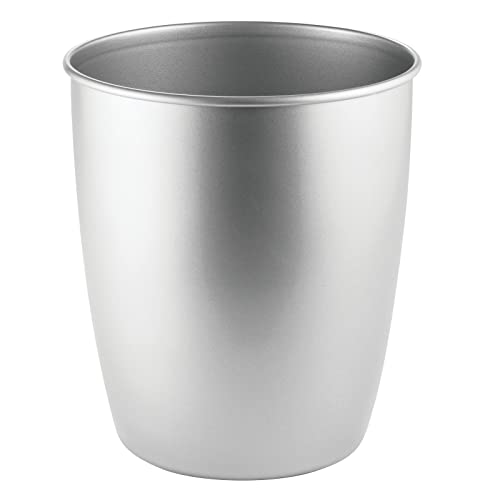 mDesign Small Steel Round Trash Can