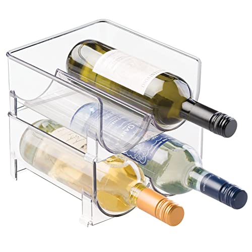 mDesign Stackable Plastic 2 Bottle Refrigerator Wine Rack