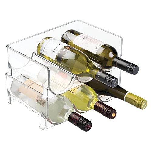 mDesign Stackable Plastic Refrigerator Wine Rack