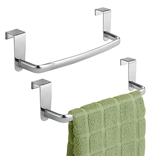 mDesign Over Cabinet Towel Rack Organizer - Spira Collection, 2 Pack