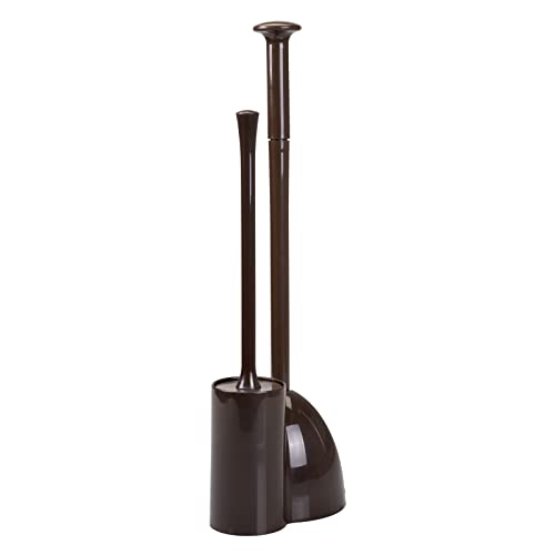 mDesign Toilet Brush and Plunger Set - Aura Collection
