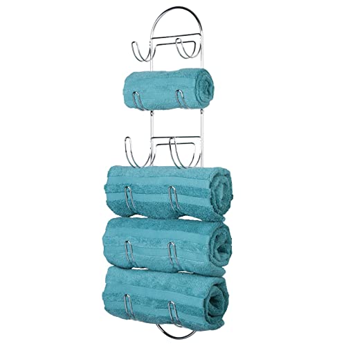 mDesign Towel Rack with 6 Compartments