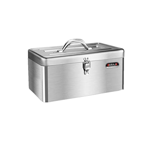 MDRBB 2-Layer Stainless Steel Folding Toolbox with Removable Tray and Lock