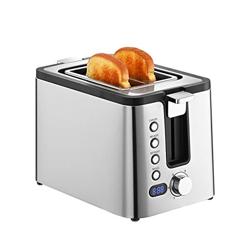 Mecity 2 Slice Stainless Steel Toaster with Countdown Timer