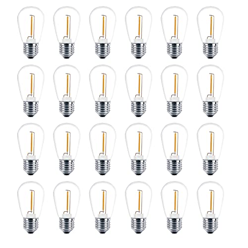 Meconard 24 Pack LED S14 Bulbs - Shatterproof and Waterproof