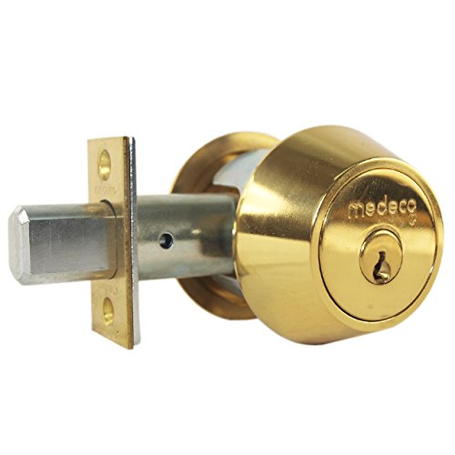 Medeco Maxum 11-0102-605 Bright Brass Double Cylinder Tubular Deadlock Deadbolt Key On Both Sides 2-3/8" Backset HIGH Security 00 Keyway