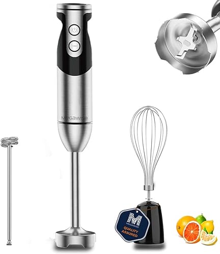 Gavasto Immersion Blender 800 Watts Scratch Resistant Hand Blender,15 Speed and Turbo Mode Hand Mixer, 3-in-1 Heavy Duty Copper Motor Stainless Steel