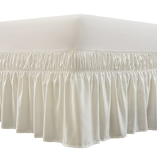 MEILA Wrap Around Bed Skirt Three Fabric Sides Elastic Dust Ruffled 16 Inch Tailored Drop,Easy to Install Fade Resistant