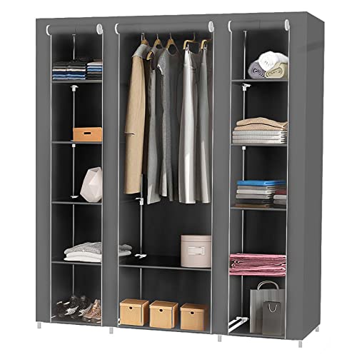 MEILLEUREVIE Fabric Covered Wardrobe with Hanging Rail