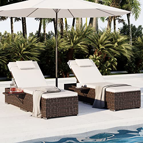 Melidee Outdoor Patio Chaise Lounge Chair (Beige)