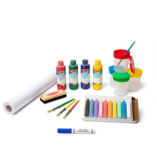 Artistic Easel Accessory Set - Paint, Cups, Brushes, Chalk, Paper, Marker