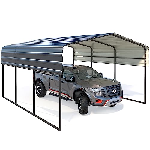 MELLCOM 10x15 ft Carport - Sturdy Metal Shelter for Cars, Boats, and Tractors