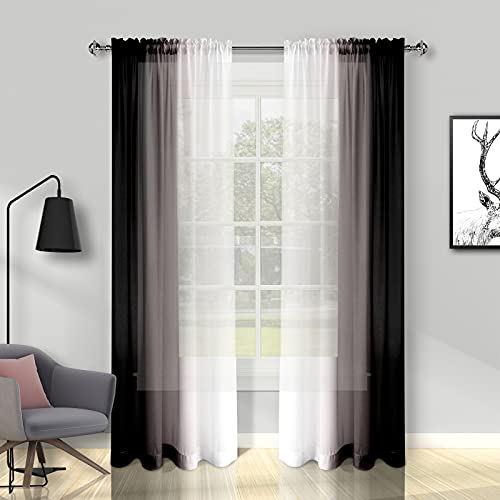 Melodieux Ombre Sheer Curtains 84 Inches Long