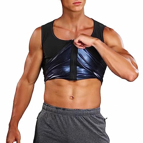  BRABIC Hot Sauna Sweat Suits,Zipper Closure Tank Top Shirt  For Weight Lost,Waist Trainer Vest Slim Belt Workout Fitness-Breathable,  Neoprene Fabric