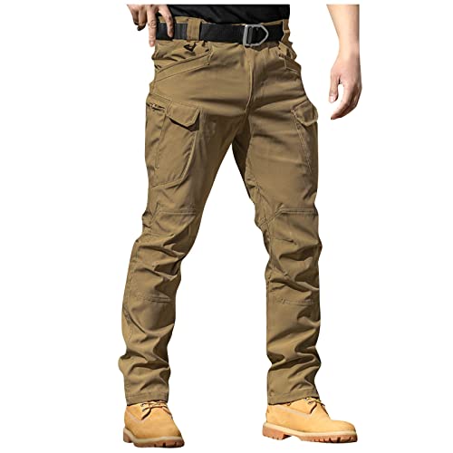 Mens Pleated Slim Cargo Pants with Pockets