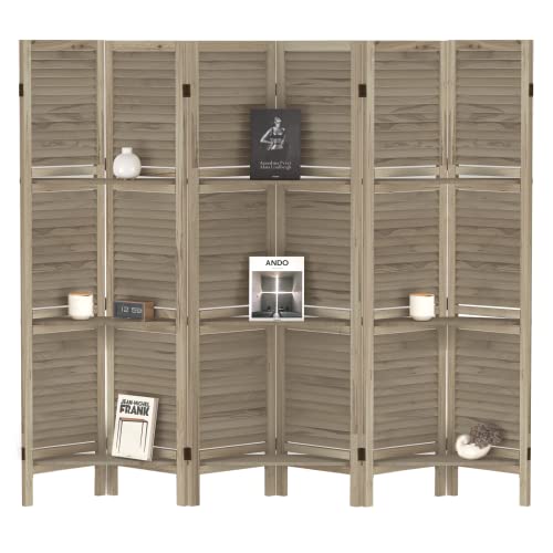 Merdoo 6 Panel Room Divider with Shelves