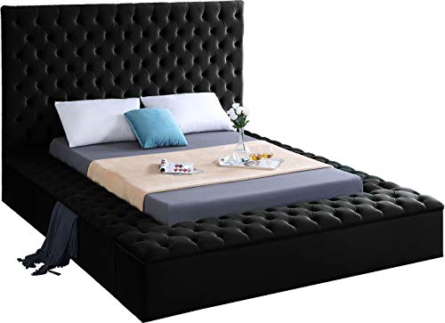 Bliss Collection Velvet Upholstered Bed with Storage Compartments, King