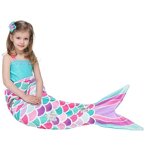 Plush Mermaid Wearable Snuggle Blanket for Girls in Pink