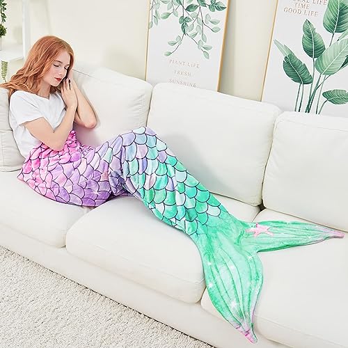 Mermaid Tail Blanket - Soft Flannel Mermaid Scale Sleeping Bags