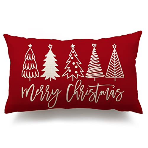 Farmhouse Holiday Decor Christmas Tree Pillow Cover